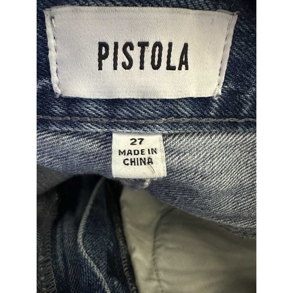 Pistola Alice Denim Maxi Skirt Distressed Raw Hem Front High Slit Cotton Size 27 - Picture 14 of 15